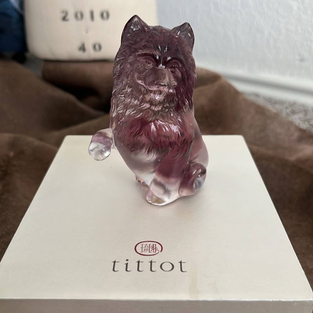 Tittot CrystalPurple Glass Sculpted Purple Dog Figurine Chinese Zodiac